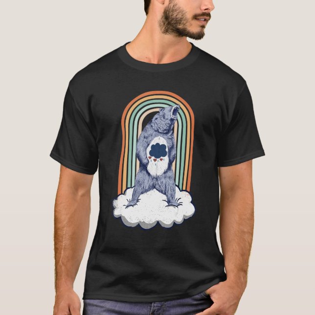Bear Angry Rainbow Colorful Cloud Animal T-Shirt (Front)