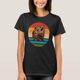 Bear Angry Roar Retro Sunset Angry Bear T-Shirt
