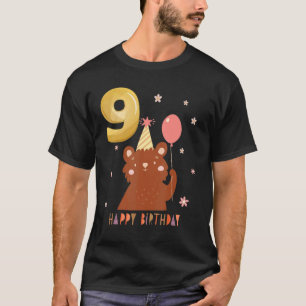 Bear Animal 9th Birthday Girl B day 9 Years Old T-Shirt