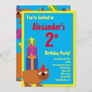 Bear Animal Kid's Birthday Party Invitations