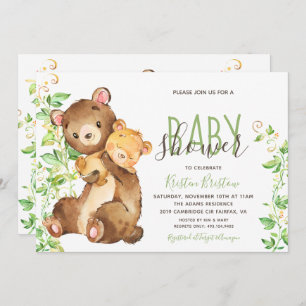 Bear Animal Zoo Jungle Baby Shower Invitation