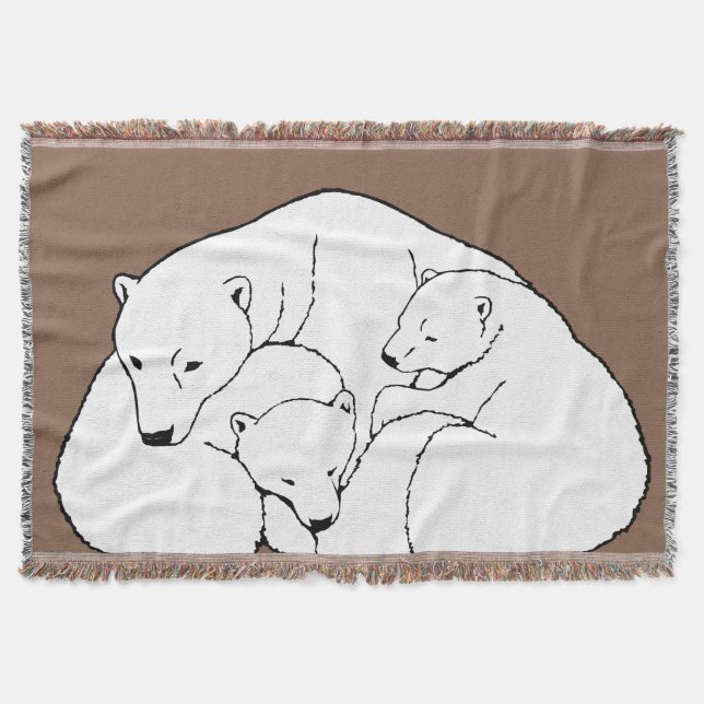 Bear Art Blanket Mother & Cubs Bear Throw Blanket (Front)