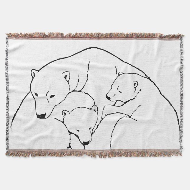 Bear Art Blanket Mother & Cubs Bear Throw Blanket (Front)