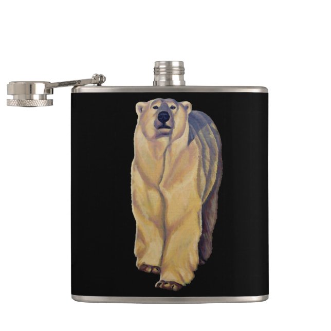 Bear Art Flask Custom Polar Bear Drink Flask (Opened)