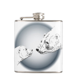 Bear Art Flask Custom Polar Bear Drink Flask