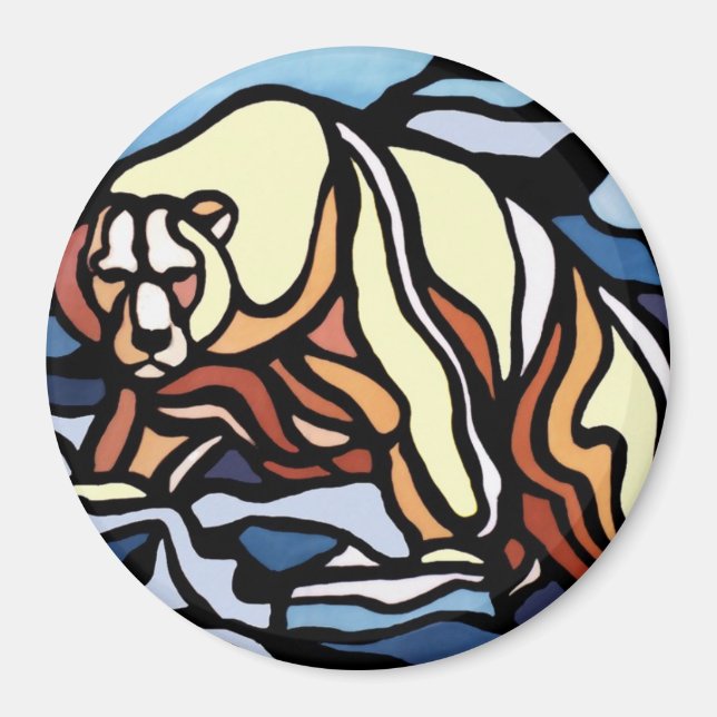 Bear Art Fridge Magnet Wildlife Art Magnets (Front)