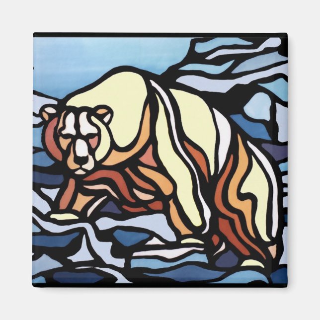 Bear Art Fridge Magnet Wildlife Art Magnets (Front)