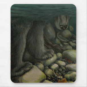 Bear Art Mousepad Fishing Painting Decor
