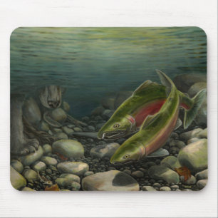 Bear Art Mousepad Fishing Painting Decor
