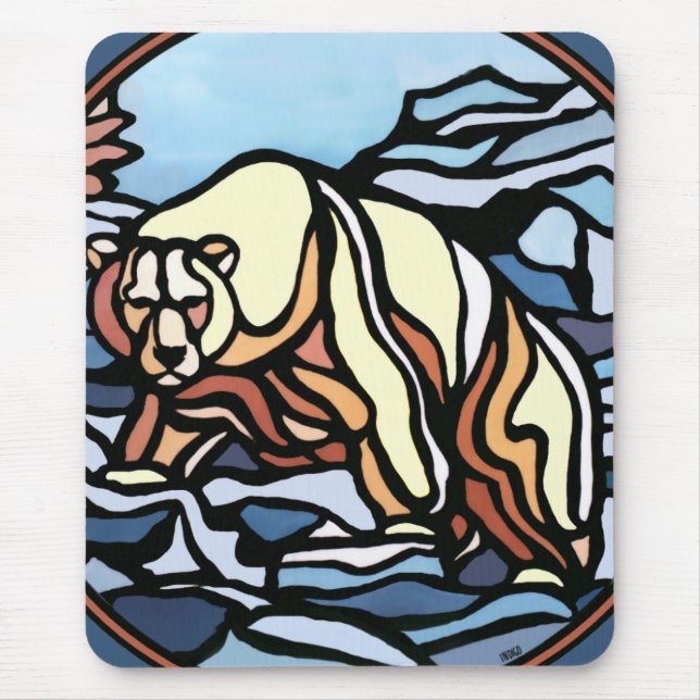 Bear Art Mousepad Stylish Wildlife Mousepad Gifts (Front)