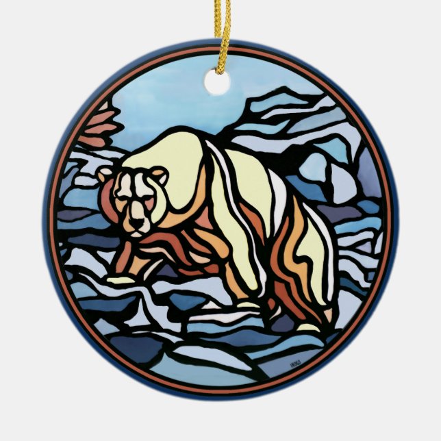 Bear Art Ornament Personalised Bear Decoration (Front)