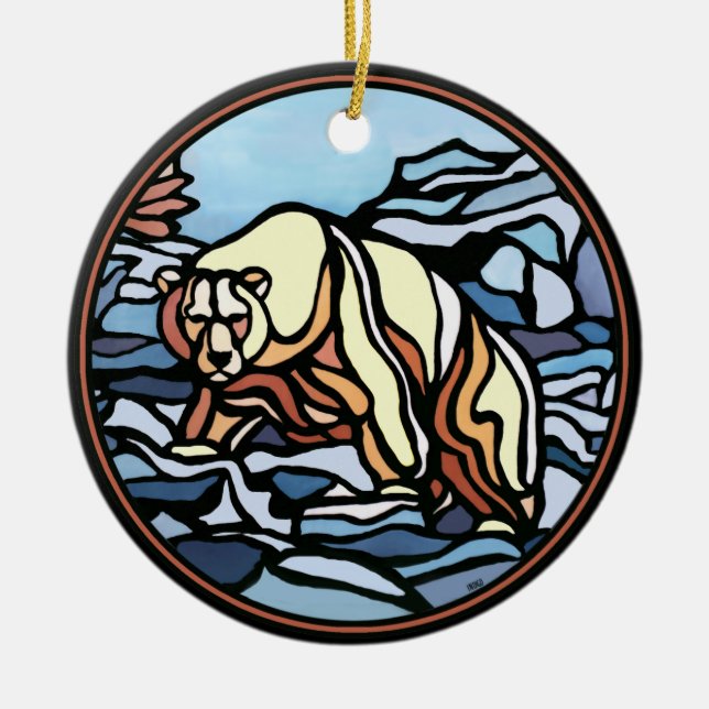 Bear Art Ornament Personalised Bear Decoration (Front)