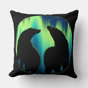 Bear Art Pillow Northern Lights Bears Pillow