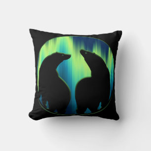 Bear Art Pillow Northern Lights Bears Pillow