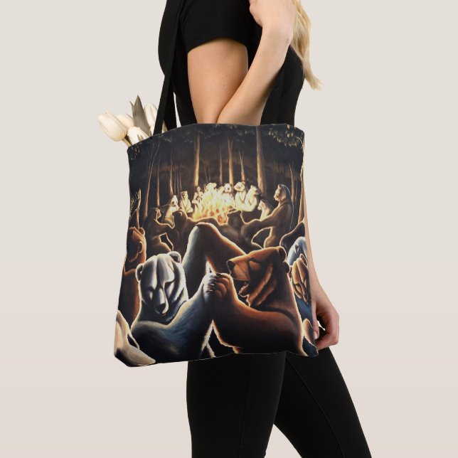 Bear Art Tote Bag Dancing Bears Shopping Bag (Close Up)