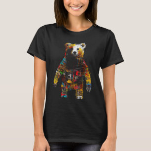 Bear Artwork - Animal Motif Art Bear T-Shirt