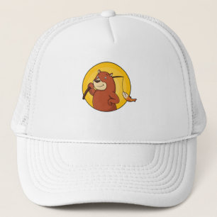 Bear as Angler with Fish Trucker Hat