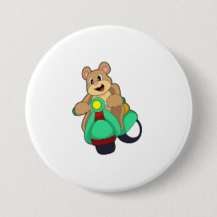 Bear as Biker with Scooter.PNG 7.5 Cm Round Badge