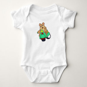 Bear as Biker with Scooter.PNG Baby Bodysuit