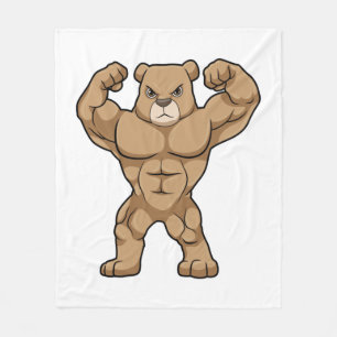Bear as Bodybuilder with big Muscles Fleece Blanket