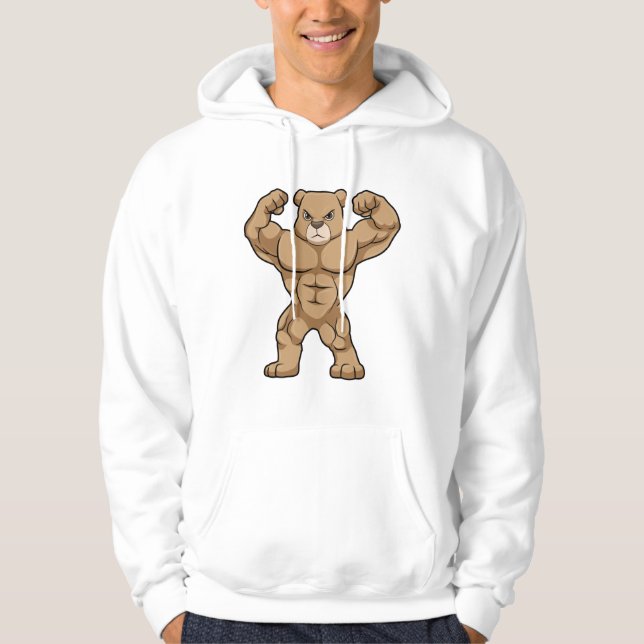 Bear as Bodybuilder with big Muscles Hoodie (Front)
