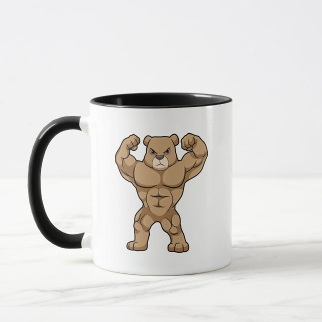 Bear as Bodybuilder with big Muscles Mug (Left)