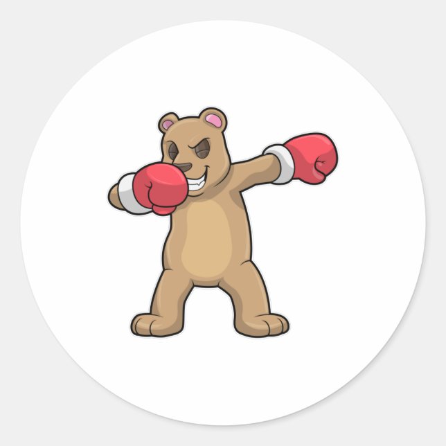 Bear as Boxer at Boxing & Hip Hop Dance Dab Classic Round Sticker (Front)