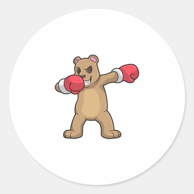 Bear as Boxer at Boxing & Hip Hop Dance Dab Classic Round Sticker (Front)