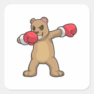 Bear as Boxer at Boxing & Hip Hop Dance Dab Square Sticker