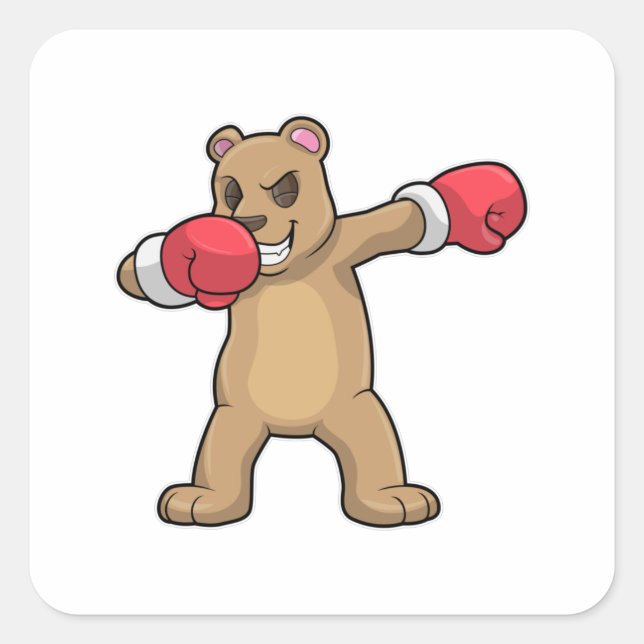 Bear as Boxer at Boxing & Hip Hop Dance Dab Square Sticker (Front)