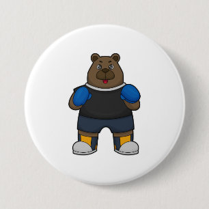 Bear as Boxer with Boxing gloves 7.5 Cm Round Badge