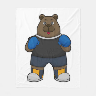 Bear as Boxer with Boxing gloves Fleece Blanket