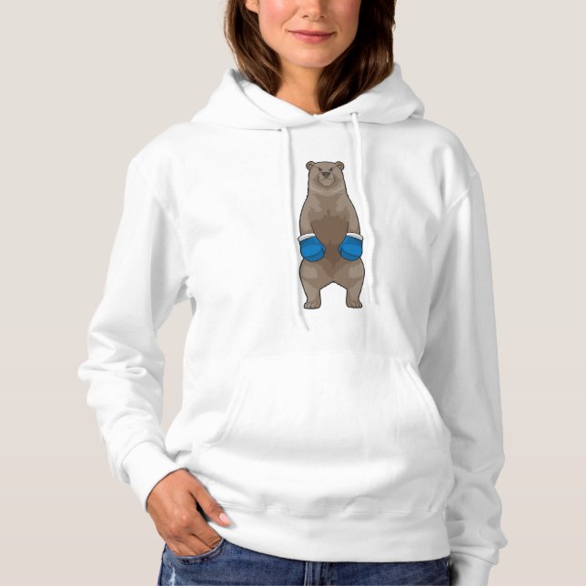 Bear as Boxer with Boxing gloves Hoodie (Front)