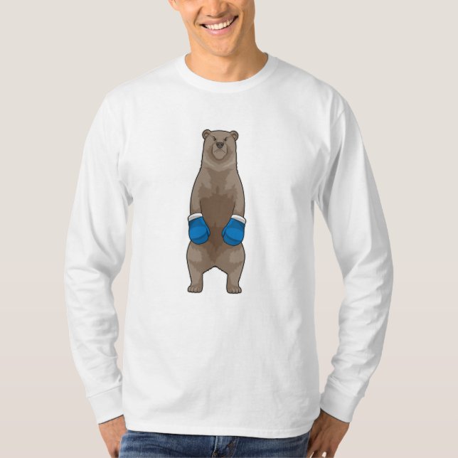Bear as Boxer with Boxing gloves T-Shirt (Front)