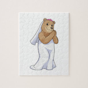 Bear as Bride with Veil Jigsaw Puzzle