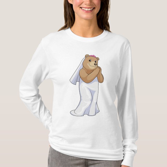 Bear as Bride with Veil T-Shirt (Front)