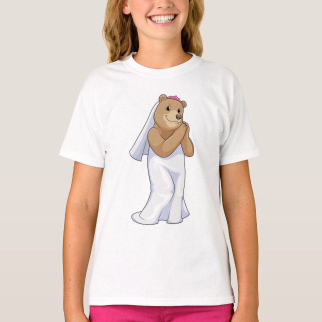 Bear as Bride with Veil T-Shirt (Front)
