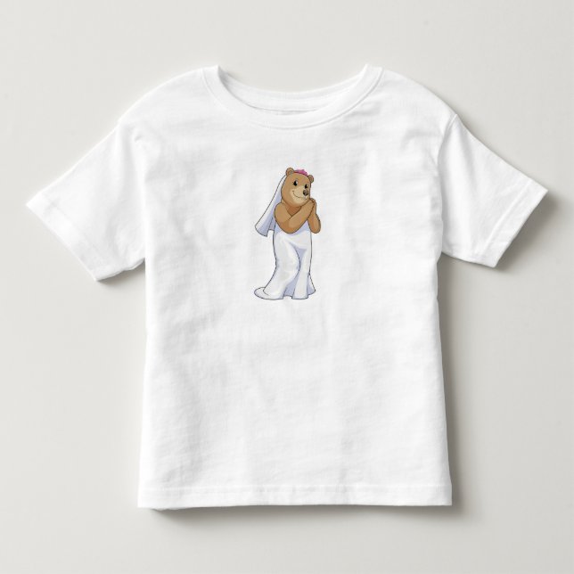 Bear as Bride with Veil Toddler T-Shirt (Front)