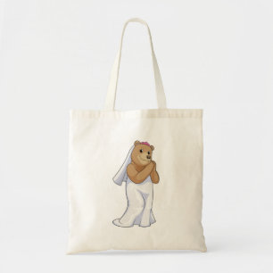 Bear as Bride with Veil Tote Bag