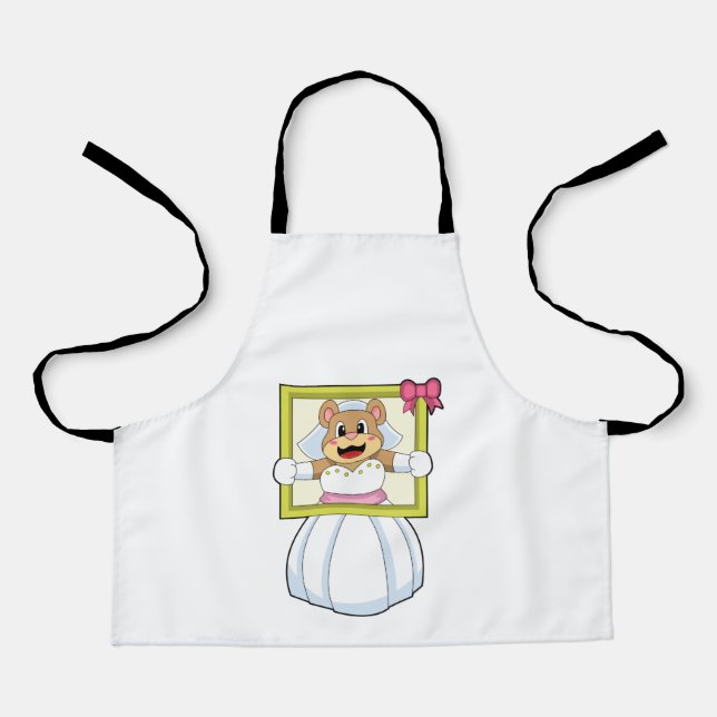 Bear as Bride with Wedding dress & Picture Frame.p Apron (Front)