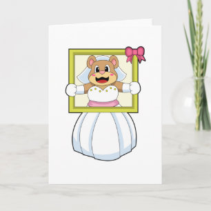 Bear as Bride with Wedding dress & Picture Frame.p Card