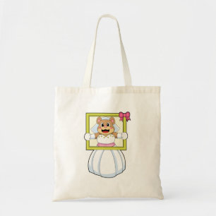 Bear as Bride with Wedding dress & Picture Frame.p Tote Bag