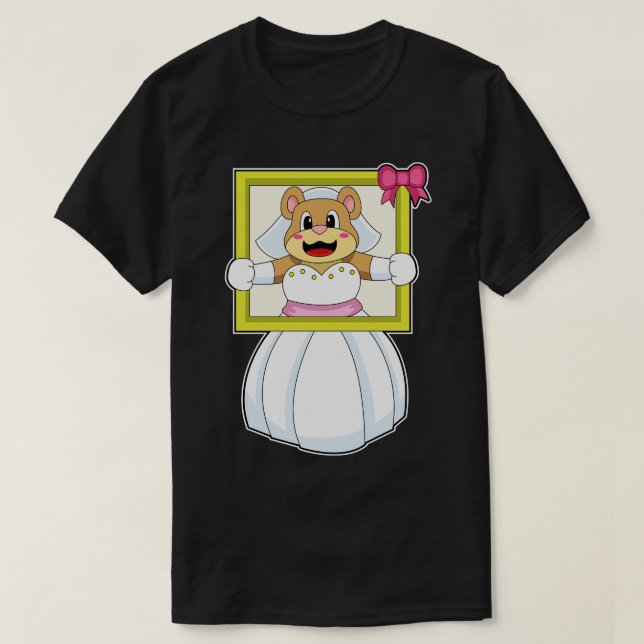 Bear as Bride with Wedding dress Picture Frame T-Shirt (Design Front)