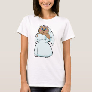 Bear as Bride with Wreath of Flowers T-Shirt