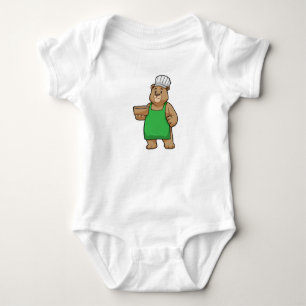Bear as Cook with Cooking apron & Bowl Baby Bodysuit