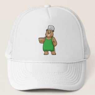 Bear as Cook with Cooking apron & Wooden bowl Trucker Hat