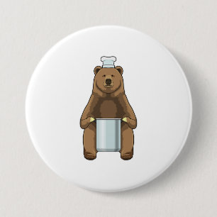 Bear as Cook with Cooking pot 7.5 Cm Round Badge