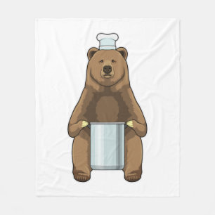 Bear as Cook with Cooking pot Fleece Blanket
