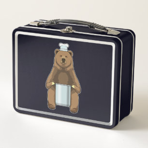 Bear as Cook with Cooking pot Metal Lunch Box