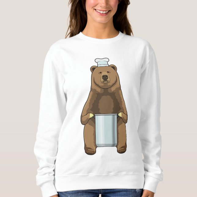 Bear as Cook with Cooking pot Sweatshirt (Front)